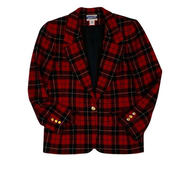 Vintage Pendleton Blazer Tartan Plaid Size 10 100% Wool Gold Buttons Jacket USA - Picture 7 of 7